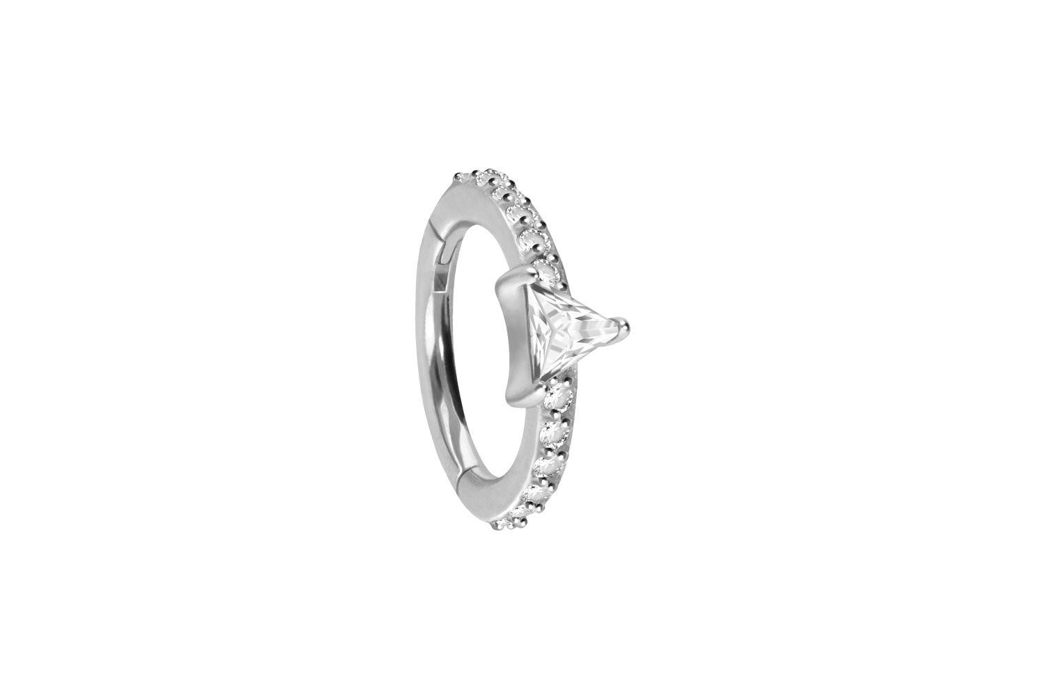 Chirurgenstahl Segmentring Clicker Piercing KRISTALLDREIECK + EINGEFASSTE KRISTALLE